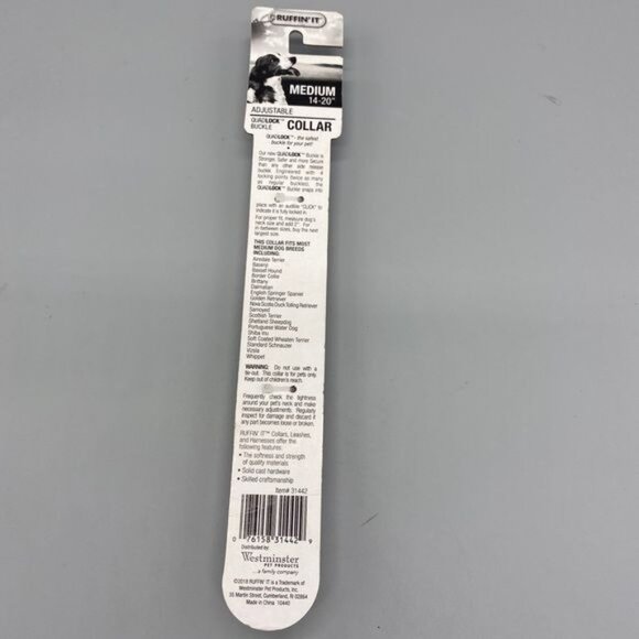 ruffin' it' dog collar Red Size Medium 14-20" adjustable quadlock buckle NEW - Picture 2 of 4